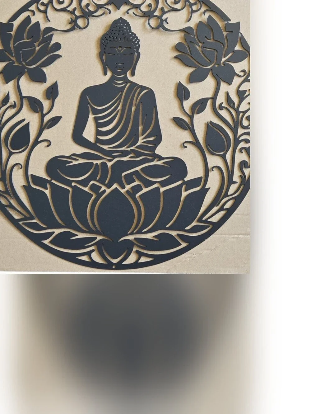 Black Metal Sitting Buddha Lotus Wall Decor